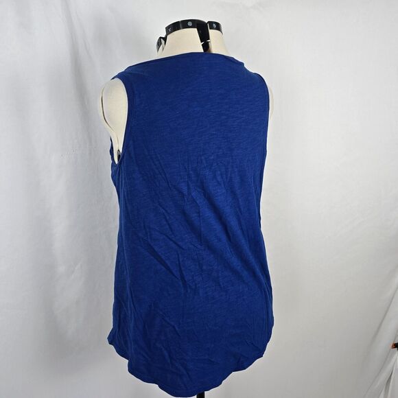 DKNY Tank Top Women's XL Blue Sleeveless Wide Straps Embordered Aztec - Picture 12 of 16